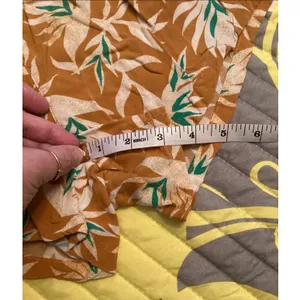 SO Vibrant Tropical Leaf Print Del Orange White Green Drawstring Shorts M thumbnail 5