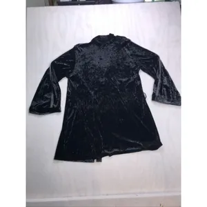 Savage X Fenty Womens Black Crushed Velvet Robe‎ Sheer Mesh Trim MD/LG Kimono thumbnail 10