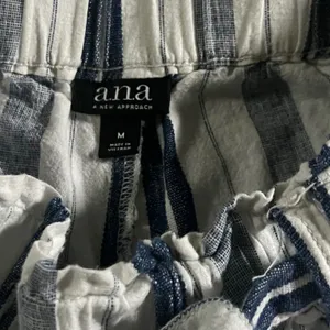 ana A New Approach‎ Striped Wide Leg Pants Womens Medium Blue White Linen Blend thumbnail 4