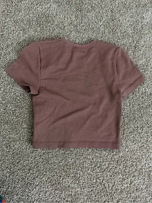 Wild Fable Small Mauve Pink Glitter Shimmer Ribbed Crop Tee Short Sleeve Gym thumbnail 8