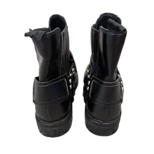 Marc Fisher LTD Black Leather Harness Biker Ankle Boots Silver Studs 6.5 NEW thumbnail 5