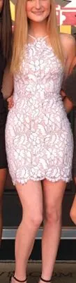 Lulus Ivory And Grey High Neck Dress! thumbnail 1