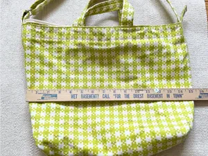 BAGGU Horizontal Zip Duck Bag Chartreuse Pixel Gingham thumbnail 9