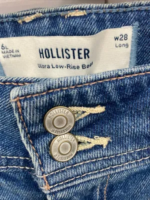 Hollister Ultra Low Rise Boot Embroidered Floral Pockets Jeans Retro 6L W28 Long thumbnail 3