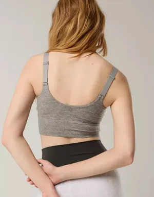 Aerie Offline The Hugger Longline Sports Bra Grey thumbnail 2