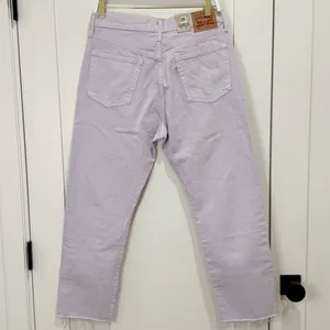 NWT Levi’s 501 Cropped Jeans 30x26 Light Purple Straight Leg Pastel Festival thumbnail 5