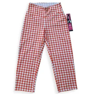 NWT TeezHer Orange Gingham Capri Slim Pants thumbnail 2