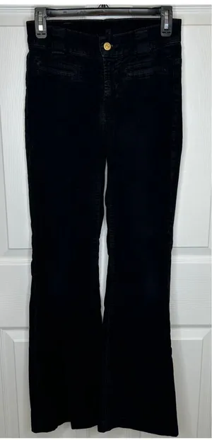 7 For All Mankind Black and Burgundy Corduroy Pants‎ Size 24 thumbnail 1