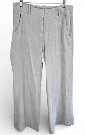 Bill Blass Vintage Womens Beige Gold Metallic Herringbone Wide Leg Dress Pants 6 thumbnail 1