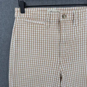 Madewell Slim Emmett Wide-Leg Crop Pants 26 Tan White Gingham Check Cottagecore thumbnail 4
