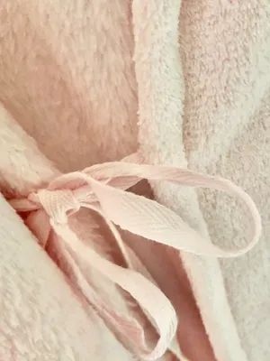 LAUREN RALPH LAUREN Pink Short Bathrobe Gold Logo FLUFFY M thumbnail 3