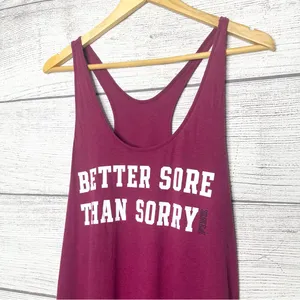 VS PINK Maroon “Better Sore Than Sorry” Workout Racerback Tank Top Size Large thumbnail 3