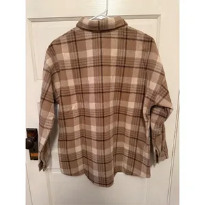 Miss Sparkling Plaid Flannel‎ Shirt Jacket Women's Size Small Brown Beige Cozy thumbnail 2