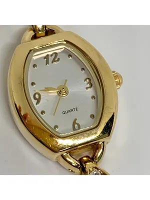 Avon gold tone women’s dress watch crystals 19mm quartz links up to 6.5” running thumbnail 2
