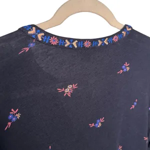 Lucky Brand Black Colorful Floral Embroidered Tunic Top Size S thumbnail 6