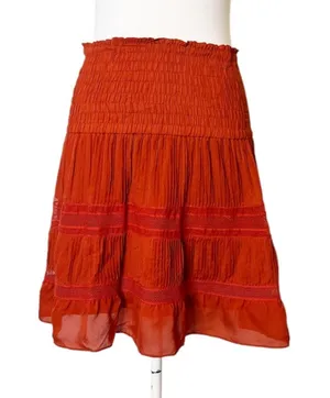 ALC silk‎ blend pleat smocked skirt orange rust sz 6 thumbnail 1