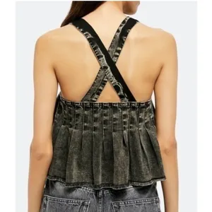 Free People Marina Square Neck Denim Top thumbnail 3