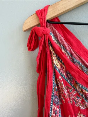Free People Mandala Tank Red Paisley Festival Top Size Medium thumbnail 7