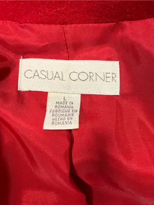 Casual Corner Wool Blend Women's Vibrant Red Button Jacket Size L thumbnail 6