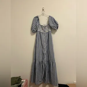 Emerson Fry Love Tomas Blue/White Striped Midi Dress size XS/S thumbnail 2
