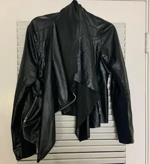 2X pLeather crop zip up long sleeve blouse thumbnail 3