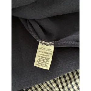 Marc New York Top Size L Navy Waffle Knit Gingham Layered Amore Embroidery thumbnail 4