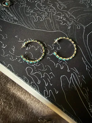Turquoise Earrings Boutique Silver Hoop thumbnail 2