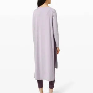 Lululemon Midi Dress seek softness high slit long sleeve womens Purple (size 6) thumbnail 4