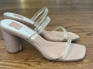 Dolce Vita Clear-Strap Block-Heel Sandals Nude Size 8 thumbnail 1