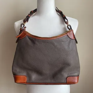 Dooney and Bourke Taupe Elephant Gray Pebbled Leather Shoulder Bag thumbnail 3
