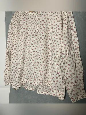 Lucky Brand Cream Blouse with Pink Floral Print XL lightweight boho thumbnail 6
