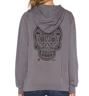 Obey Day Of The Dead Skull Detail Camden Hoodie Dusty Charcoal Grey thumbnail 2