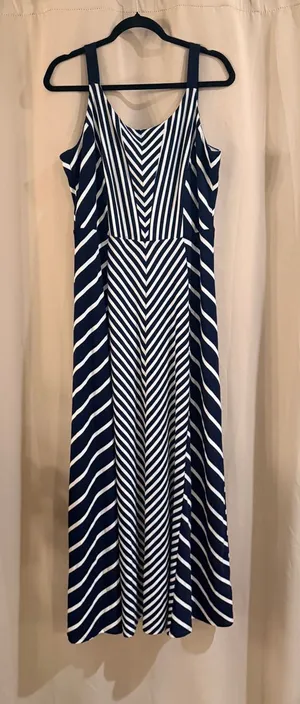 Maurices Navy and White Striped Dress with adjustable straps thumbnail 1