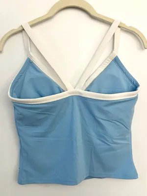 Vuori Sea Folly Blue All The Form V-neck Tank Size Medium NWOT thumbnail 6