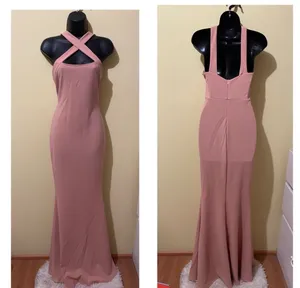 Blush Pink Cross‑Strap Mermaid Evening gown Dress NEW thumbnail 5