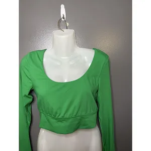 OFFLINE By Aerie Shirt Womens Medium Green Real Me Scoop Back Cropped Top thumbnail 2
