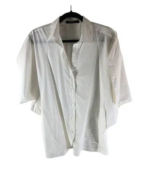 BCBGMaxAzria Blouse Dolman Sleeve Oversized Pockets Button Down White XL? thumbnail 1