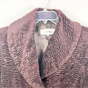 CALVIN KLEIN Burgundy Textured Lined Trench Coat Medium Fall Winter Neutral Cozy thumbnail 6