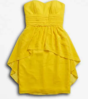 Alfred Angelo Yellow Strapless Sweetheart‎ Chiffon Cocktail Bridesmaid Dress 0 thumbnail 1