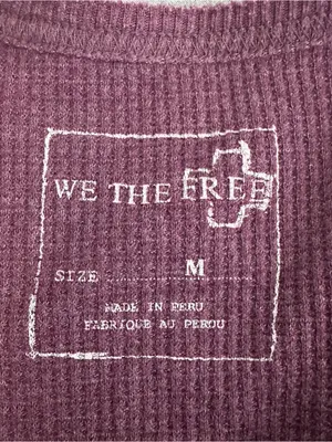 Free People We The Free Women’s Medium Purple Waffle Knit Thermal Top thumbnail 5
