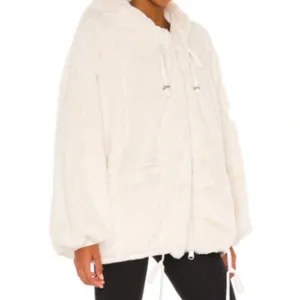 Free People Movement Take a Moment Faux Fur Hooded Jacket in ivory. thumbnail 10