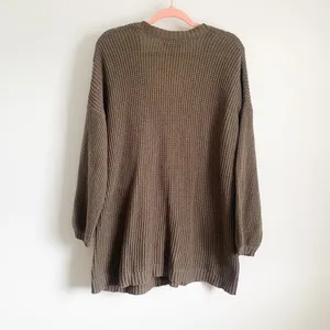 American Eagle Oversized waffle knit Grandpa Slouchy Cardigan Gray Brown XS/S thumbnail 11