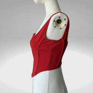 House of CB 'Edetta' Scarlet Mesh Corset Vibrant Red Top thumbnail 7