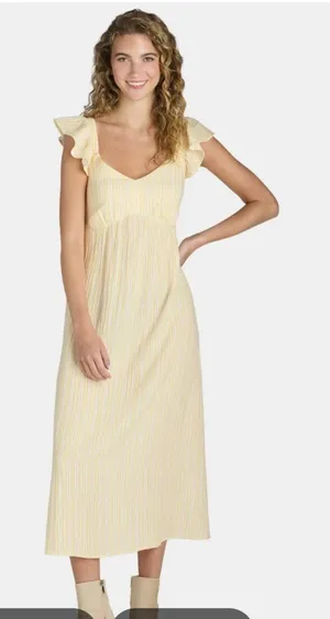 Time and Tru Yellow and White Striped Maxi Dress size large. thumbnail 1