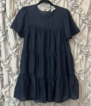 Flirty flowy Navy blue dress Size L thumbnail 1