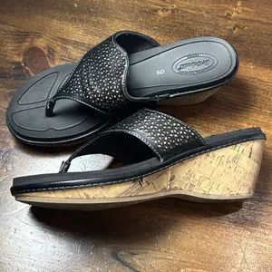 Dr. Scholl's Wedge Sandals 9 Black Advanced Comfort Summer Shoes Orthopedic thumbnail 3