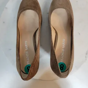 Franco Sarto Womens Zaina Shoes 8 Tan Suede Leather Wedge Slip On Round Toe thumbnail 10