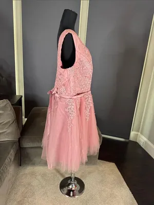 Women’s Pink Lace Short Tulle Prom Party Homecoming Dress Corset Back 24W **READ thumbnail 3