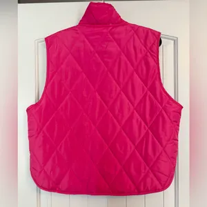 Hot Pink Quilted Puffer Snap Button Vest Size L thumbnail 3