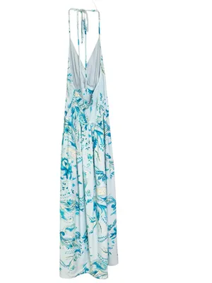 NWT Cupshe Dusk Delight Tropical Maxi Dress Blue Size S thumbnail 6